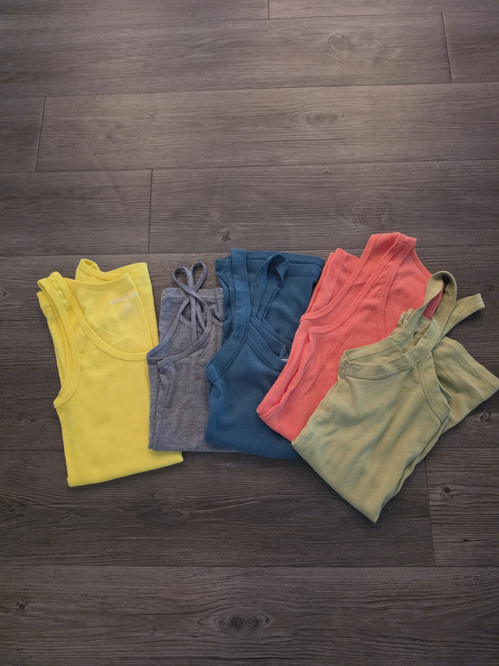 Mixed Ribbed Tank Top Lot - Yellow, Gray, Teal, Coral, Sage